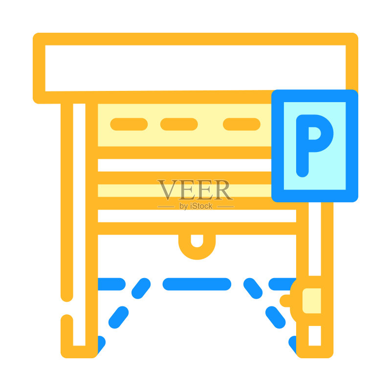 自动泊车门彩色图标矢量插图图标素材