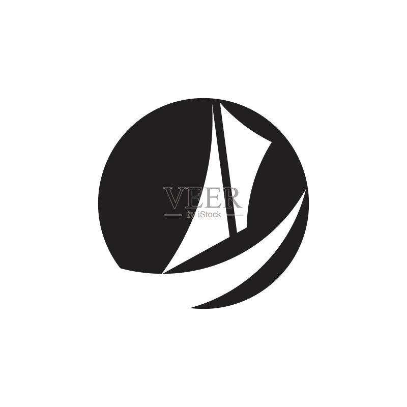 帆船快速设计圆形负空间logo图标素材