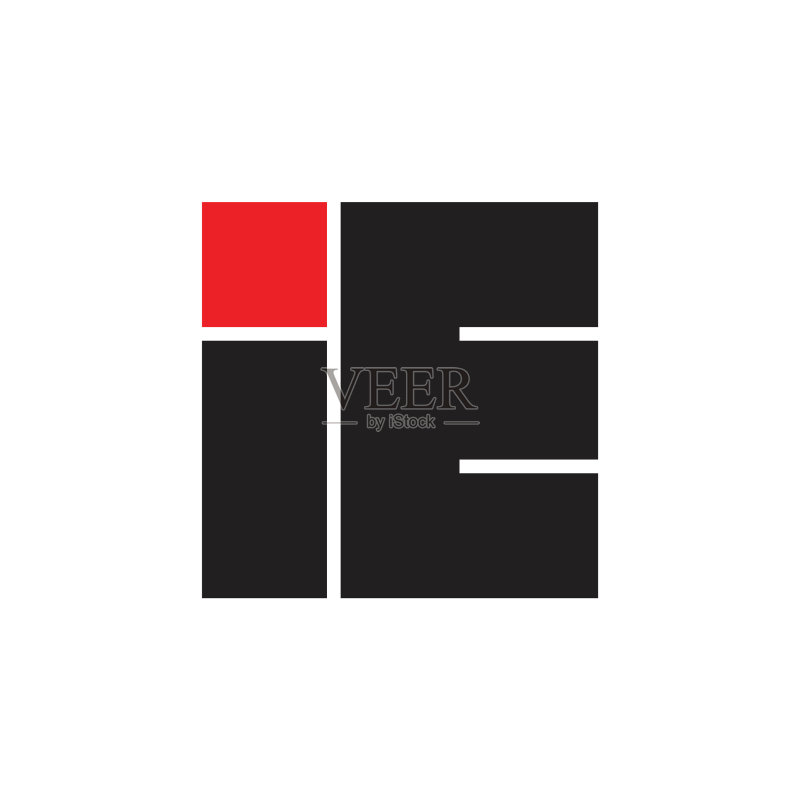 字母IE简约方形几何logo图标素材