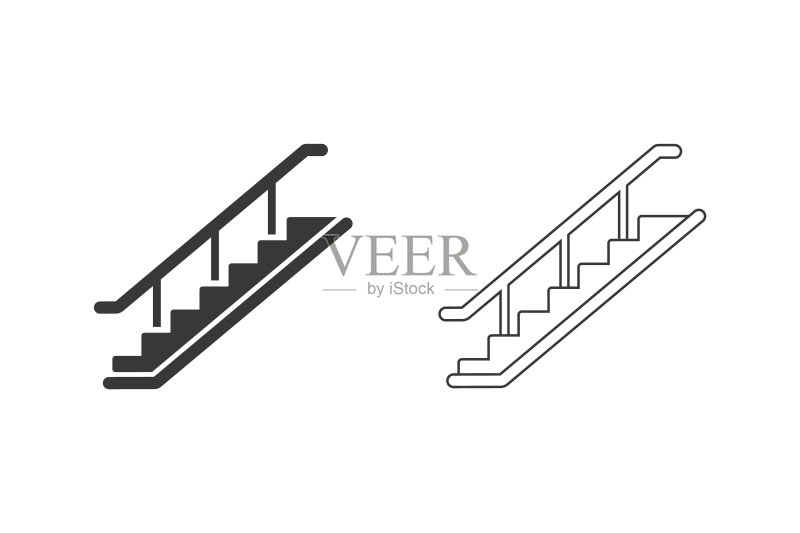 扁平风格的阶梯线条图标集矢量素材图标素材