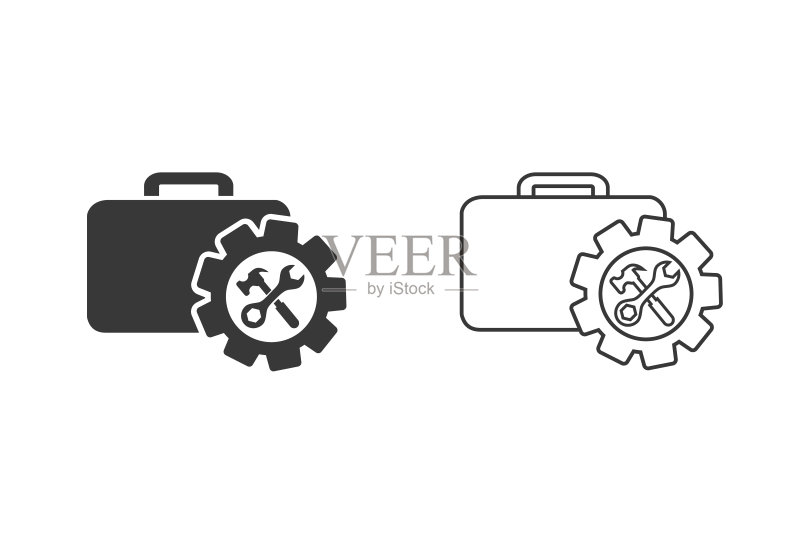 装有工具的工具箱矢量插画图标素材