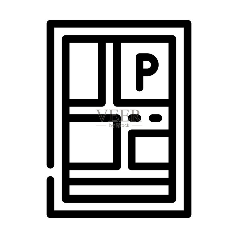 地图上的停车位置线性图标矢量图图标素材