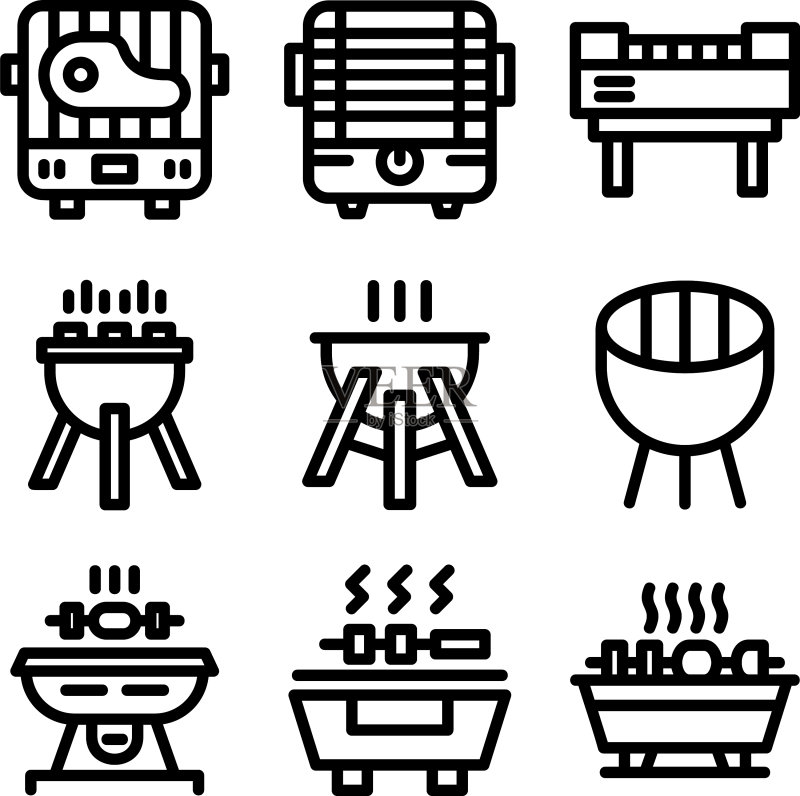 烧烤架图标或logo图标素材