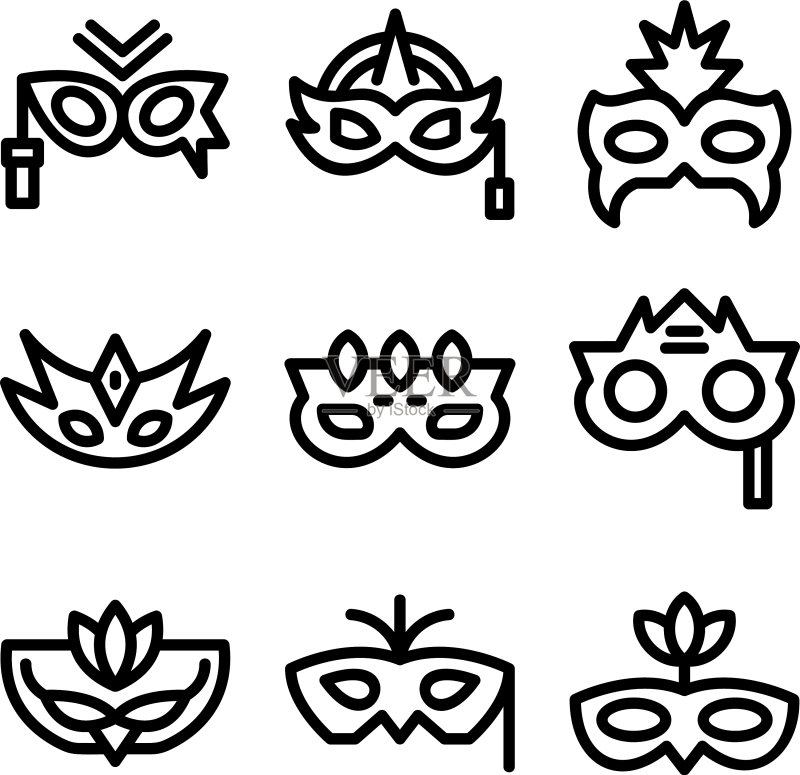 嘉年华面具图标或logo独立标志图标素材