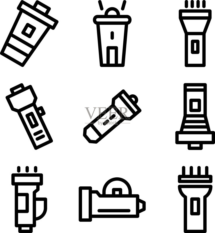 独立的手电筒图标或标志符号图标素材
