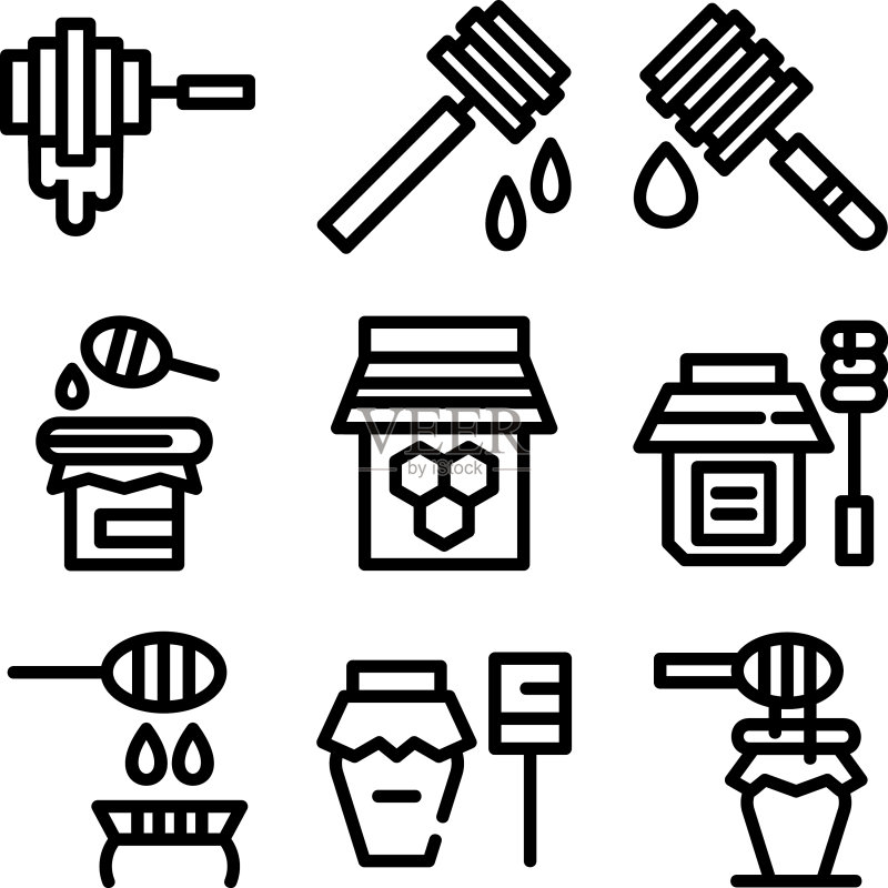 蜂蜜勺图标或logo独立标志图标素材