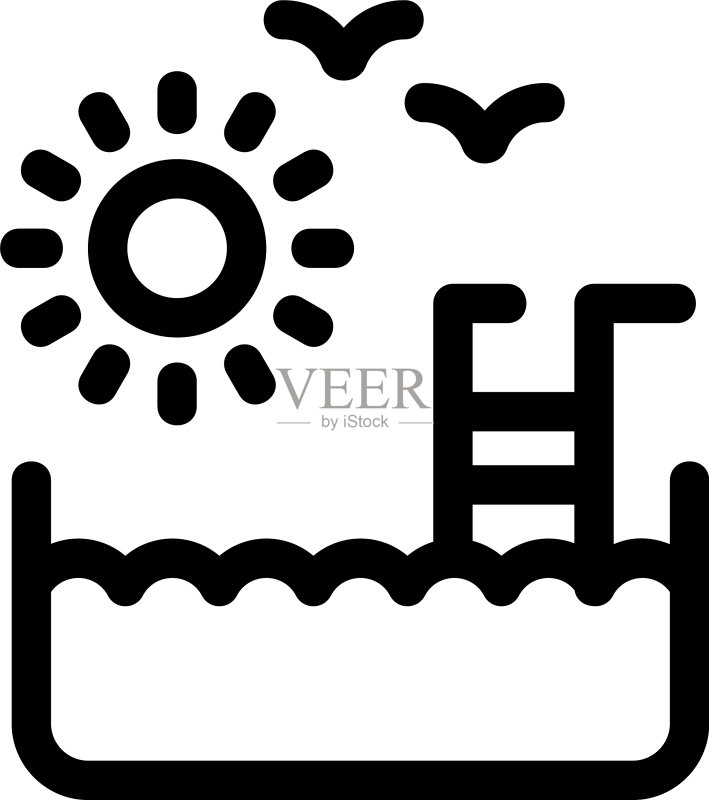 游泳池图标或Logo独立符号图标素材