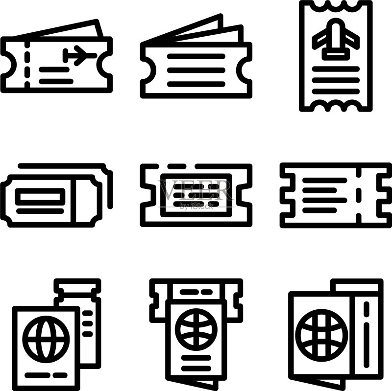 旅行票据图标或logo图标素材
