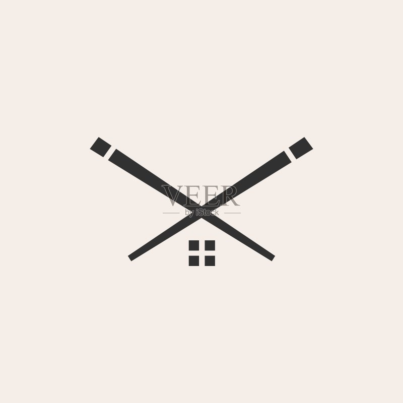 筷子房屋复古风Logo矢量图标图标素材