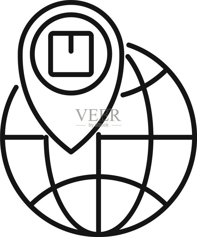 全球包裹追踪图标轮廓样式图标素材