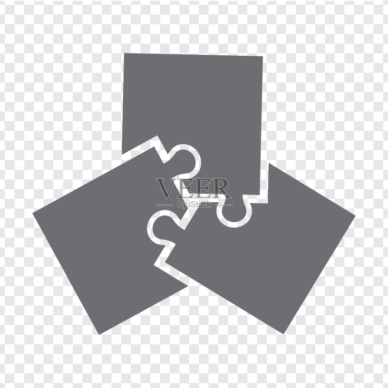 灰色简约多边形拼图图标,含三元素,适用于网站、Logo和App设计图标素材