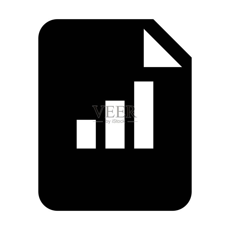 带有条形图和业务数据信息的文档图标矢量图图标素材