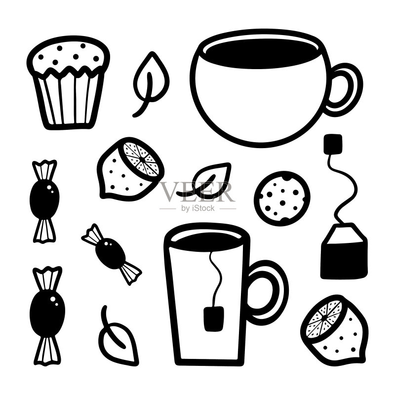 茶涂鸦图标集图标素材