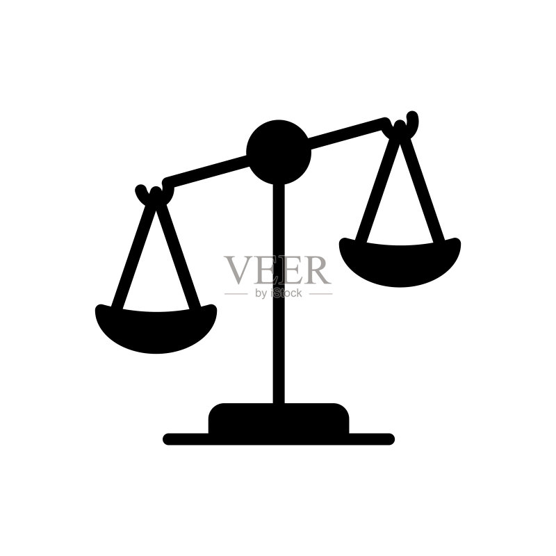 法律天平矢量字形图标,正义轮廓图标图标素材