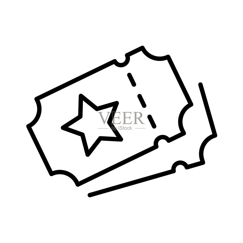 带星星Logo的简约单色票券图标图标素材