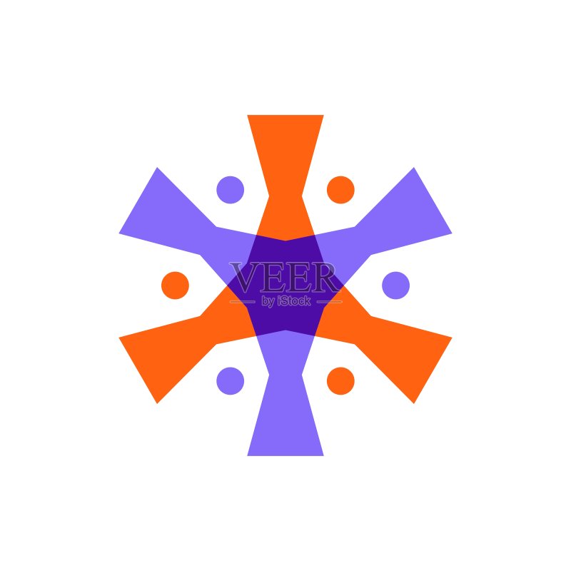 六人重叠家庭团队合作多元化矢量图标插画图标素材