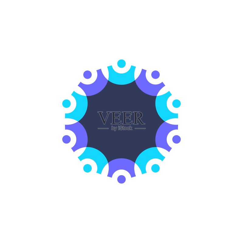 十人重叠家庭团队合作多元化矢量图标图标素材