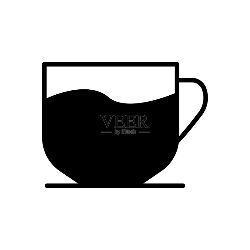 白色背景上的可编辑咖啡杯图标图标素材