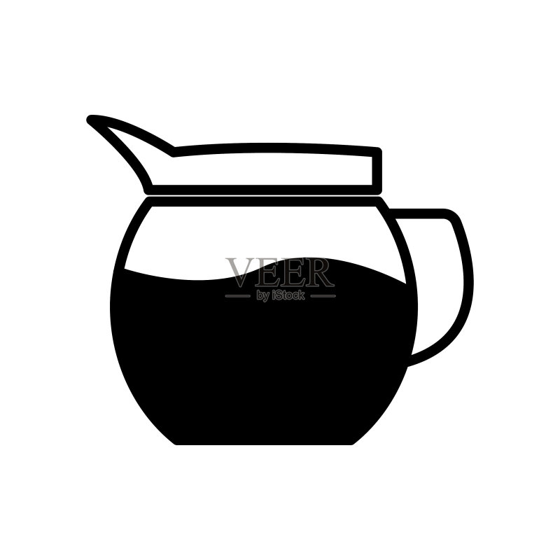 白色背景上可编辑的咖啡茶壶图标图标素材