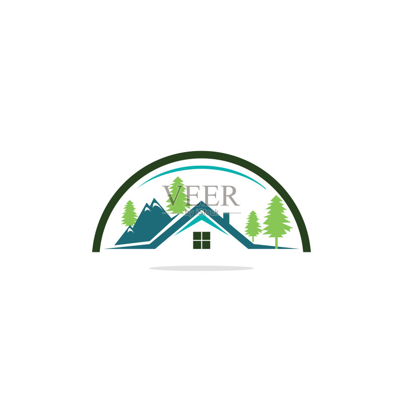 山地自然树木logo图标素材