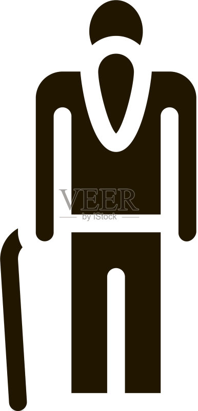 老人拐杖图标字形图标素材