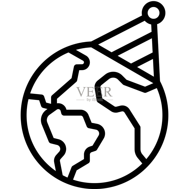 带有派对帽图标的地球日相关地球图标素材