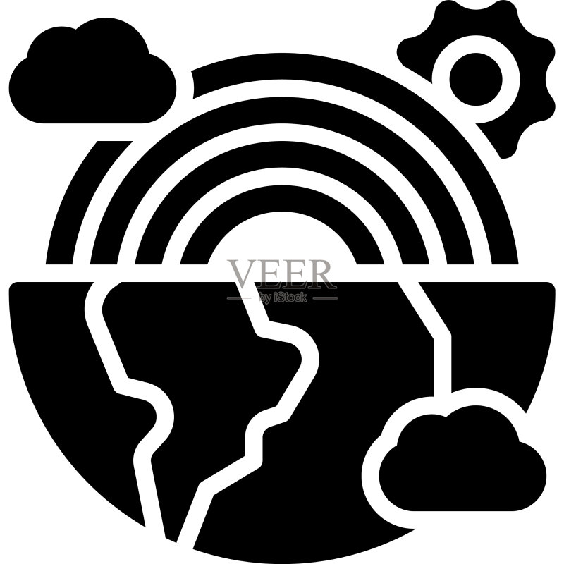 带有半个地球图标的彩虹,地球日相关图标素材