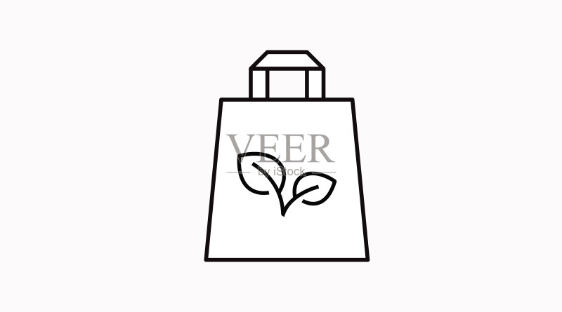 带有纯素标志的外卖袋图标素材