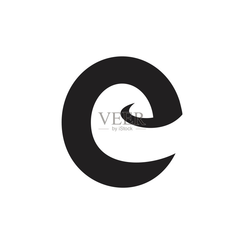 字母E曲线圆形简约Logo图标素材