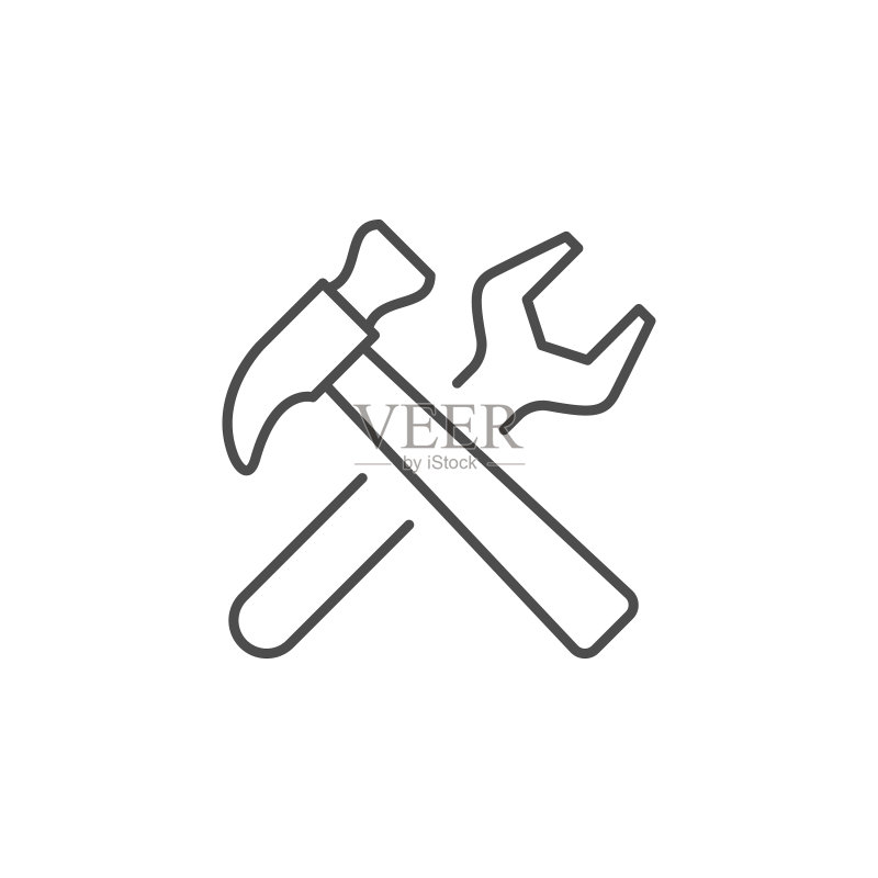 维修工具线性轮廓图标图标素材