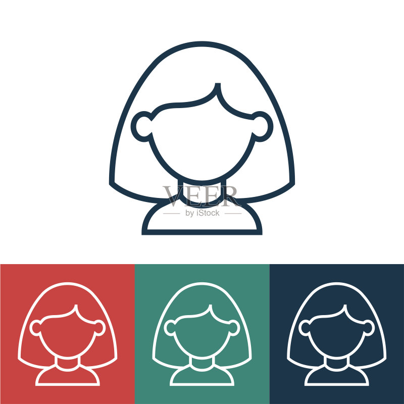 女孩线性矢量图标图标素材