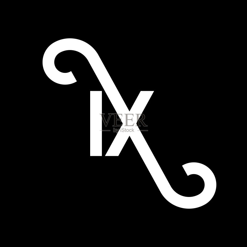 黑色背景上的IX字母标志设计图标素材