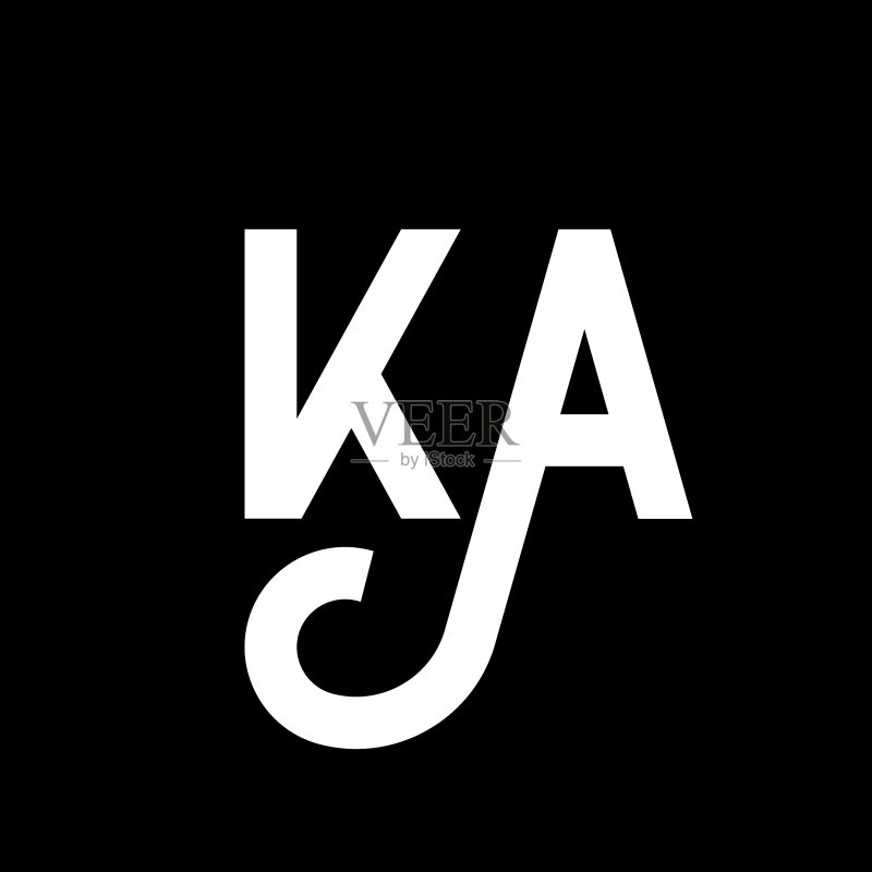 黑色背景KA字母标志设计图标素材
