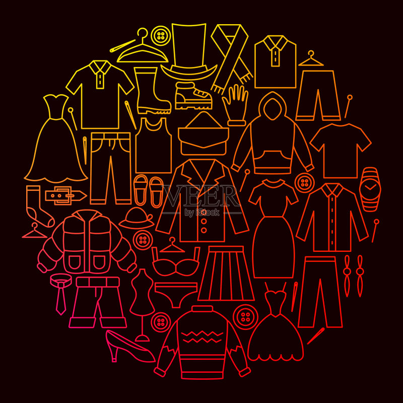 服装图标圆形概念图标素材