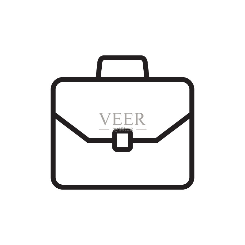 公文包线条图标。手提箱、文件夹符号。线性风格象形图,与白色背景隔离。图标素材