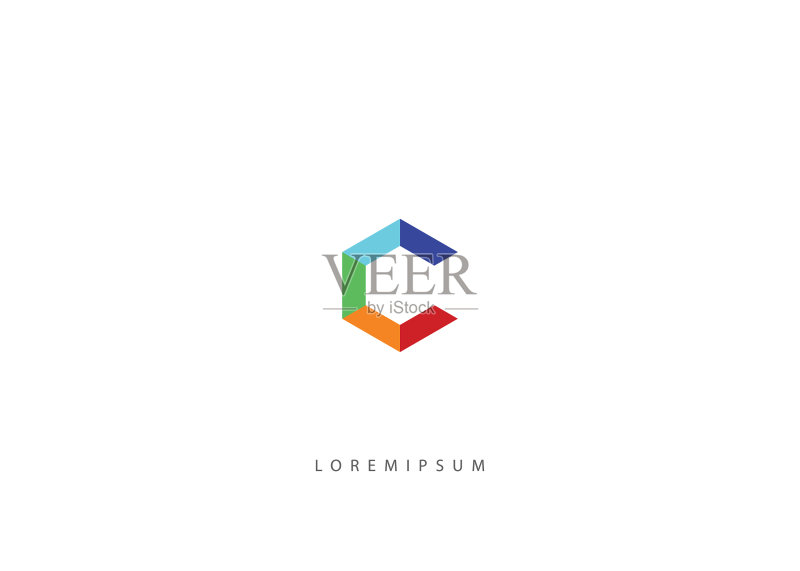 C字母彩色六边形logo设计模板图标素材