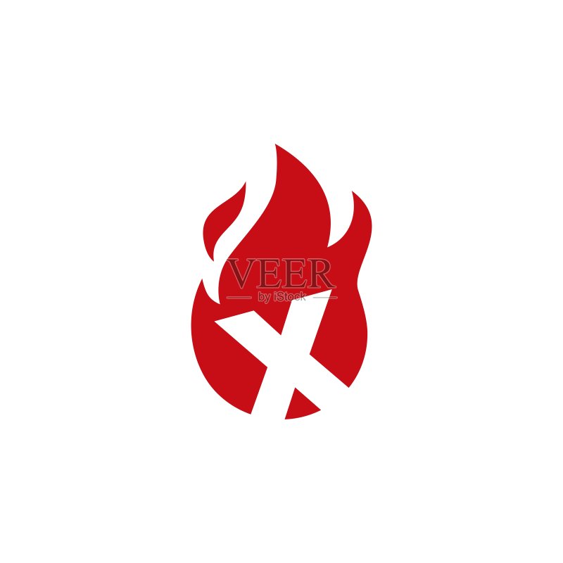 X字母火焰矢量图标图标素材