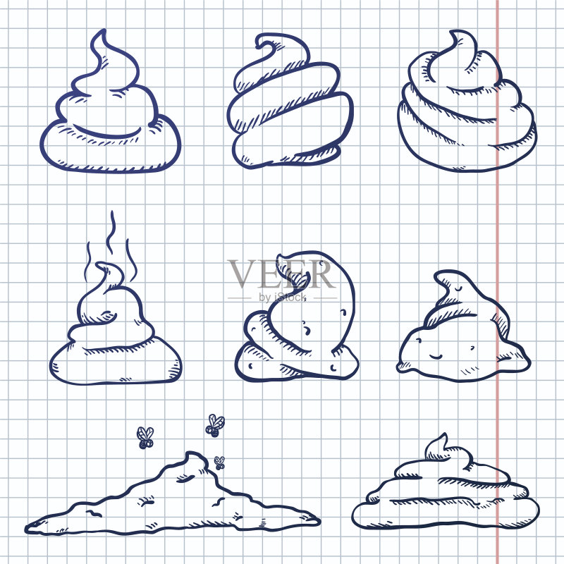 手绘涂鸦便便素描套装图标素材
