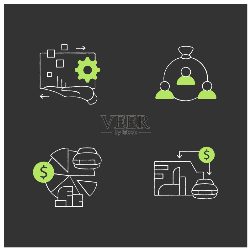 资产管理粉笔图标集图标素材