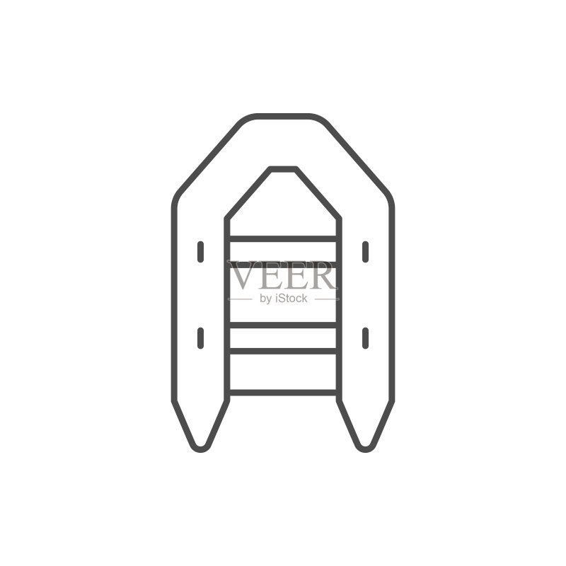 充气船线性轮廓图标图标素材