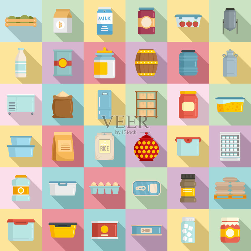 食品存储图标扁平风格图标素材