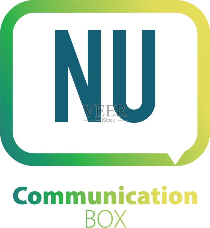 字母NU通信框标志设计图标素材