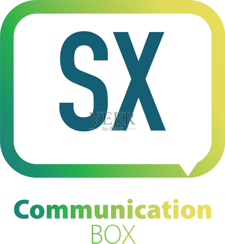 字母SX通信框标志设计图标素材