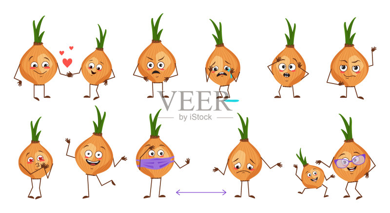 带表情的可爱洋葱角色合集图标素材
