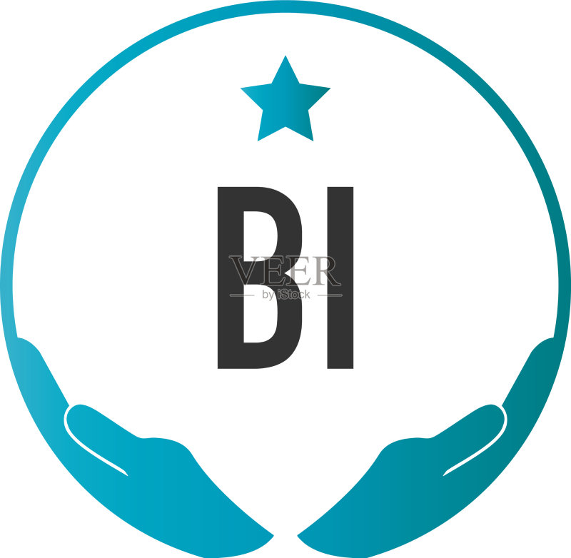 首字母BI手部护理logo设计模板图标素材