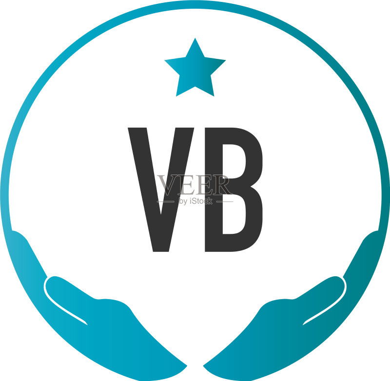 VB首字母手部护理标志设计模板图标素材