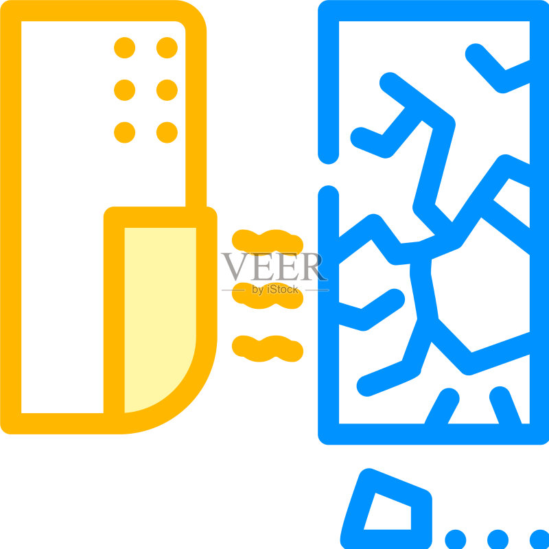 玻璃破碎传感器彩色图标图标素材