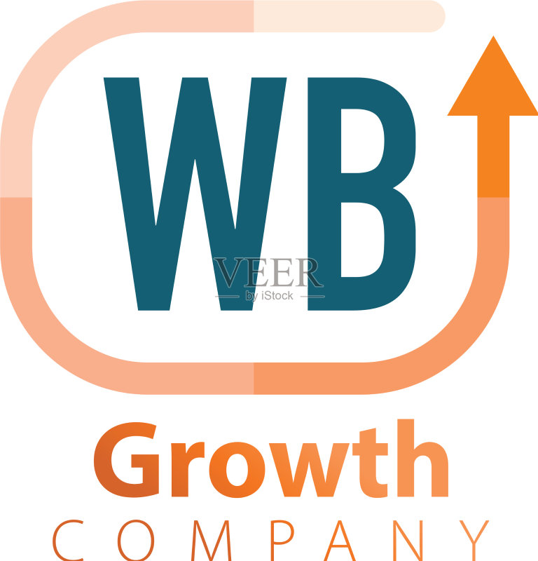 字母WB向上增长标志设计模板图标素材