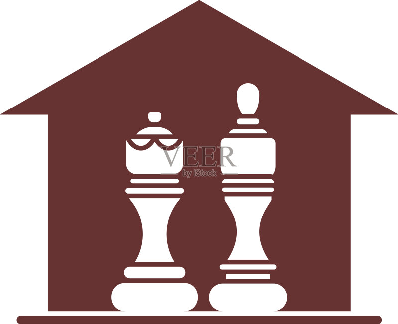 房屋国际象棋Logo创意设计图标素材