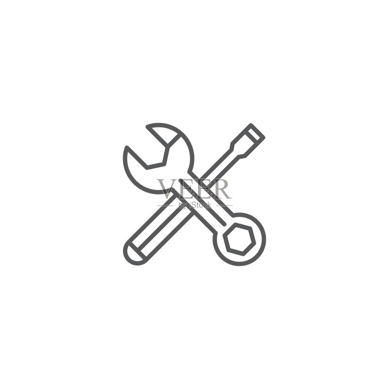 孤立的螺丝刀和扳手工具图标图标素材
